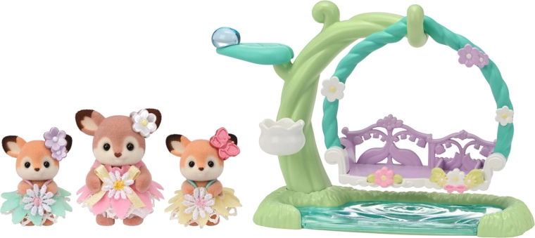 Sylvanian Families Deer on the Flower Swing – play set with 3 figures