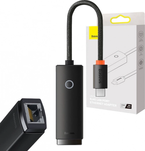 Tinklo adapteris Baseus Lite Series USB-C į RJ45 (juodas)
