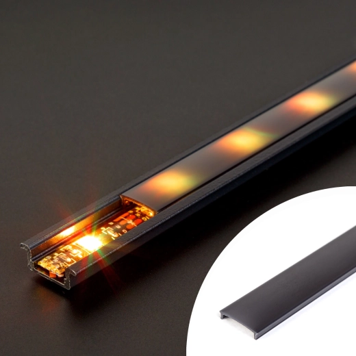 Juodas LED profilio uždengimo skydelis, 1000 mm