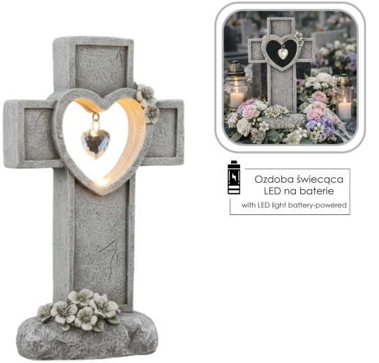 Decorative LED Cross with Heart