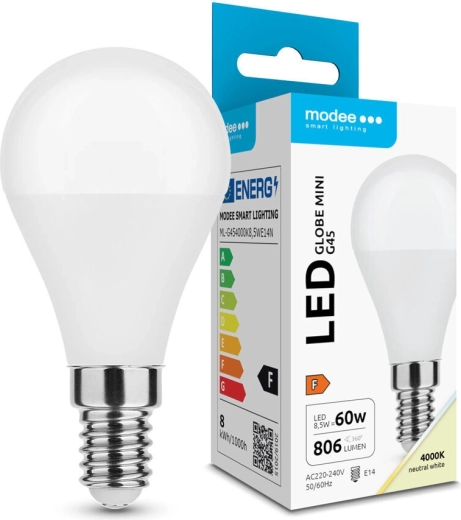 Modee LED lemputė Globe Mini G45 8,5 W E14 806 lm neutrali balta