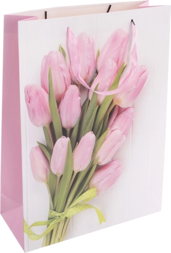 Gift paper bag with tulip design 44 × 12 × 32 cm