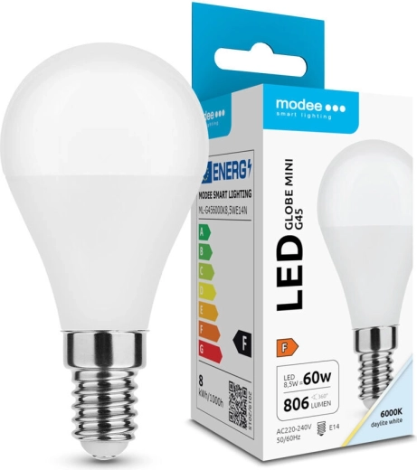 Modee LED lemputė Globe Mini G45 8,5 W E14 806 lm šaltai balta