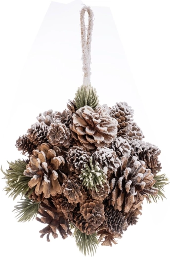 Hanging Pine Cone Ball Snow 16 cm