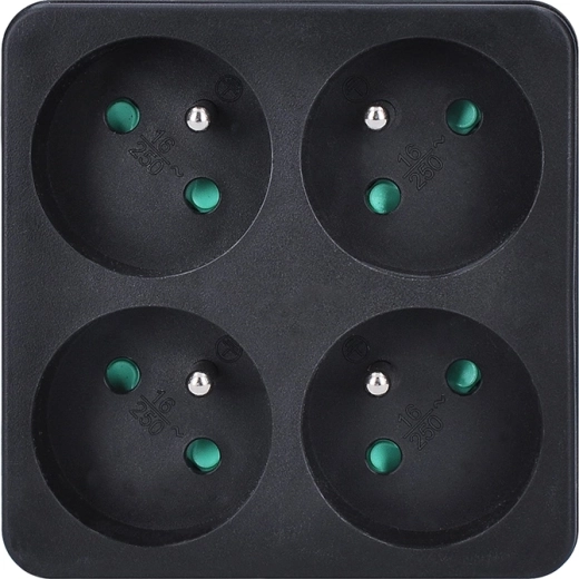 Solight 4-way power strip 4× 10 A, black