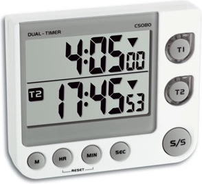 TFA skaitmeninis dvigubas laikmatis 2-Timer baltas – 1 vnt.