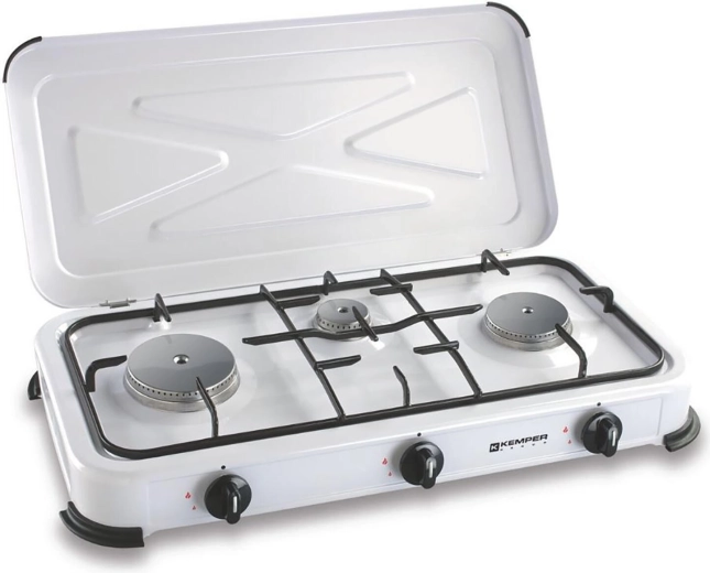 LP gas stove with 3 burners with lid - 1 piece
