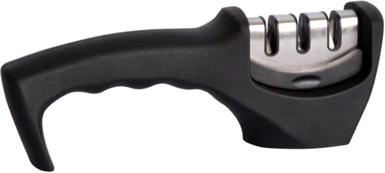 Knife sharpener with three-stage sharpening