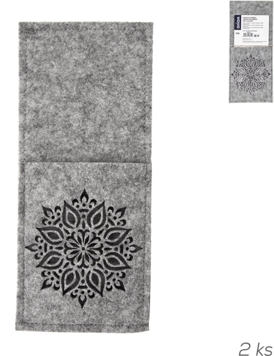 Felt cutlery pouch with decorative cutout, grey