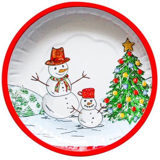 Christmas round tin tray Snowman 26 cm