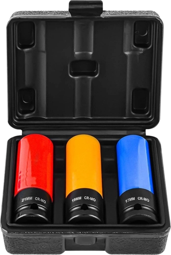 Renew Force set of impact socket heads for alloy wheels 1/2" 17/19/21 mm (Cr-Mo) with protective case