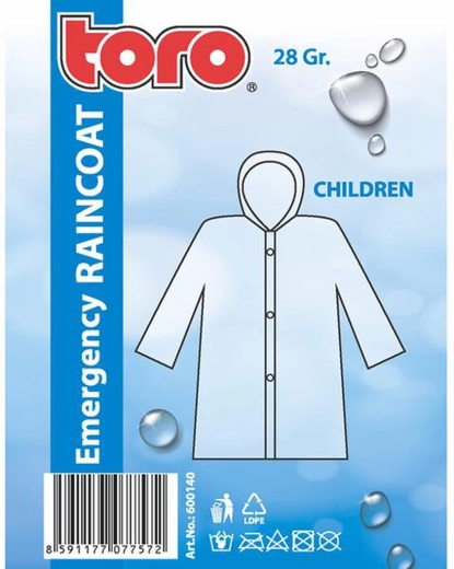 Children's rain poncho with hood, one size