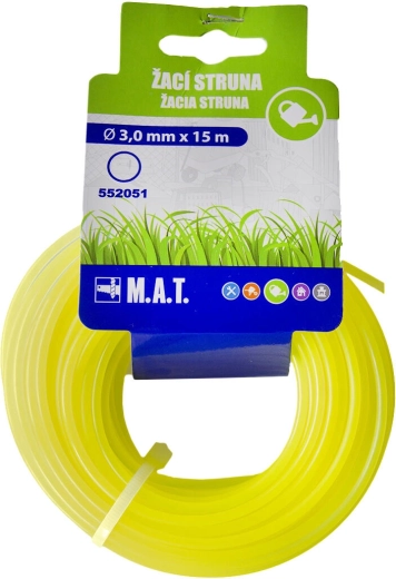Pjovimo valas 3,0 mm, apvalus, 15 m, nailonas, geltonas