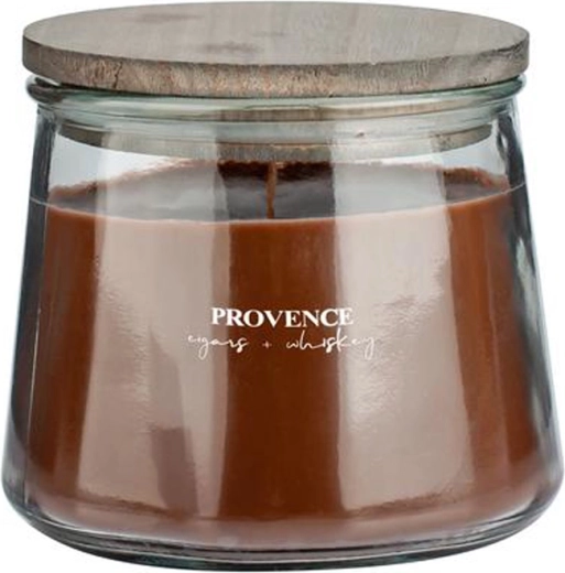 Scented glass candle Provence with wooden wick cigars & whisky 28 h
