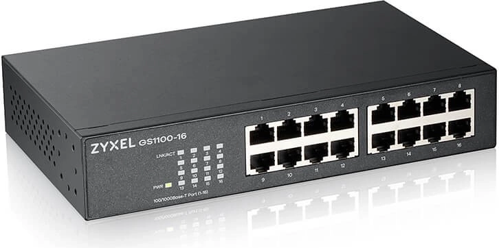 Zyxel gigabit unmanaged switch GS1100 with 16 ports