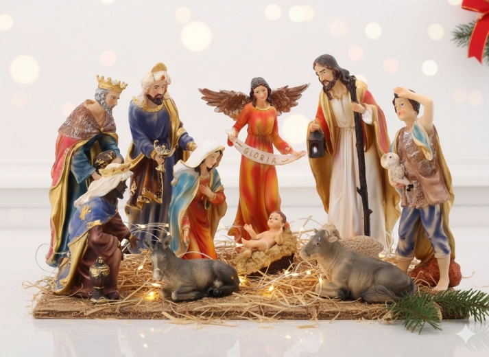 Nativity figurine set, 11 pieces, made of polyresin, up to 31 cm