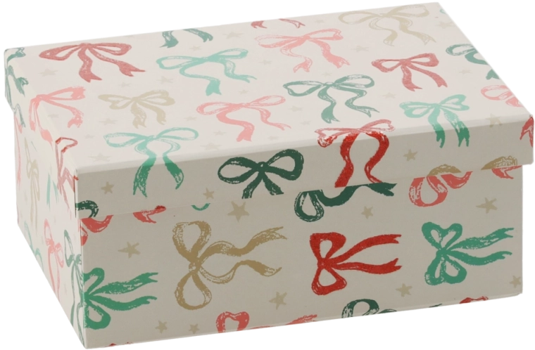 Christmas gift box with decorative bow 19 × 13.5 × 8 cm