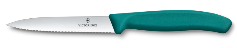 Virtuvinis peilis vaisiams ir daržovėms VICTORINOX Swiss Classic, 10 cm, dantytas, smailus, žalias