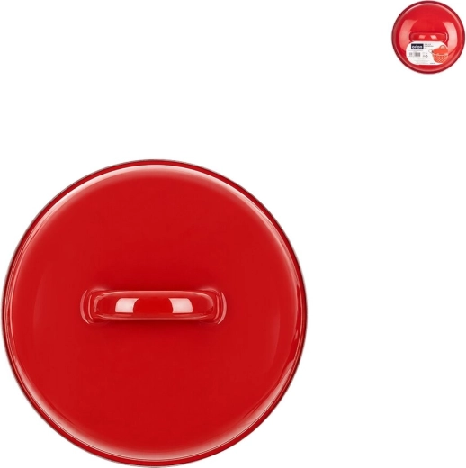 Emaliuotas dangtis su apvadu, skersmuo 13 cm, raudonas – 1 vnt.