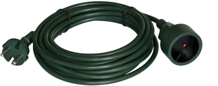 Indoor extension cord 10 m, 1 socket, green