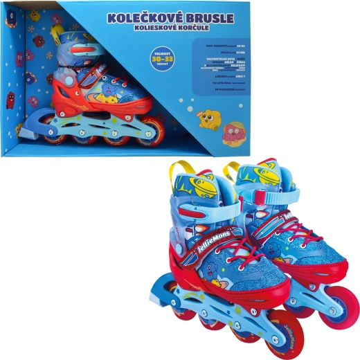 Kids' adjustable roller skates blue-red 30–33
