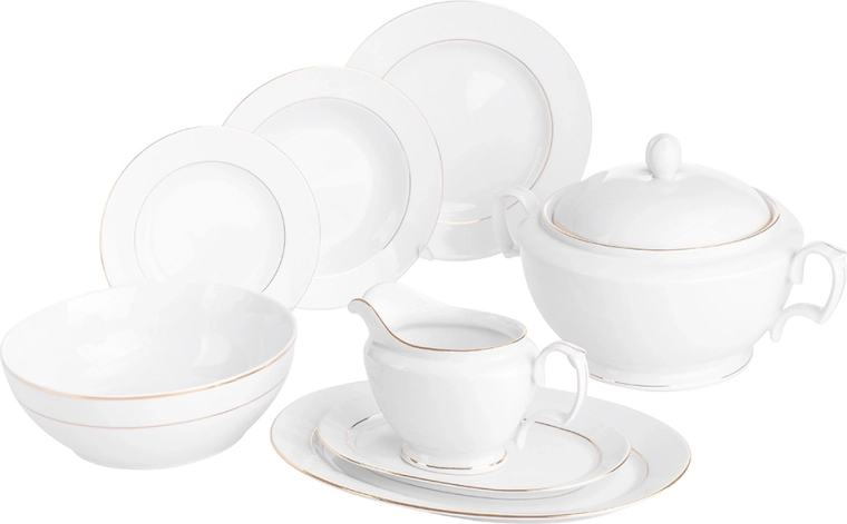 MariaPaula Klasyka Gold Line Dinner Set for 6 People, 23 Pieces