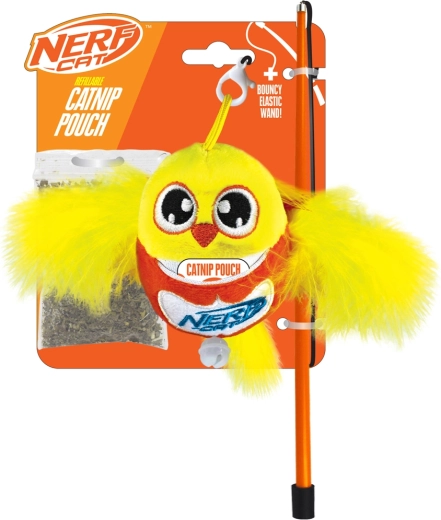Nerf Cat pliušinis paukštelis ant lazdelės su varpeliu 9 cm