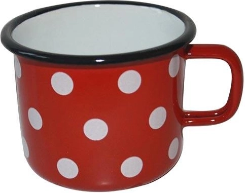 Emaliuotas puodelis „Taškelis“ 0,5 l, raudonas