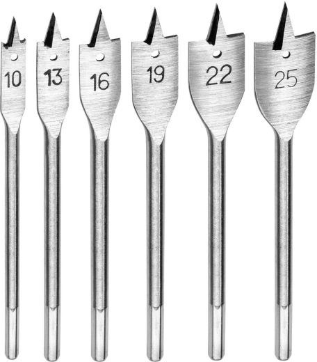 DREL Flat Wood Drill Bit Set 10–25 mm, 6 pieces