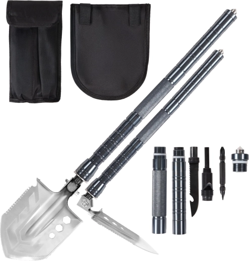 Military folding multifunction shovel 15-in-1 for survival and camping - 1 piece