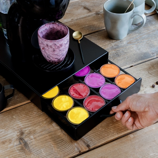 Metalinis laikiklis 20 „Dolce Gusto“ kapsulių, matinės juodos spalvos