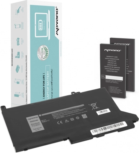 Movano baterija, skirta Dell Latitude 7280/7290/7380/7390/7480/7490 (11,4 V, 3000 mAh, 34 Wh)