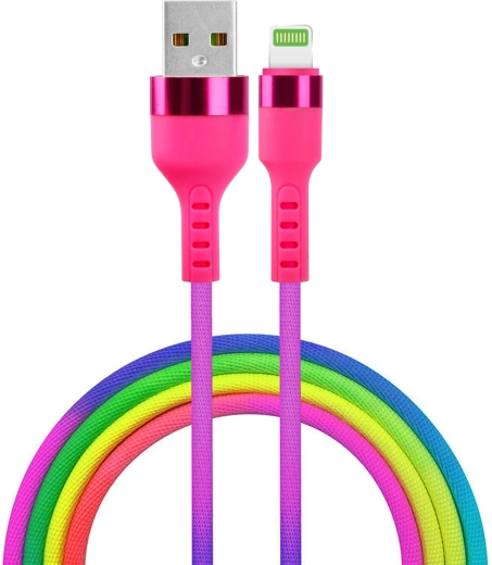 Setty USB–Lightning kabelis 1,2 m 2,1 A vaivorykštinis
