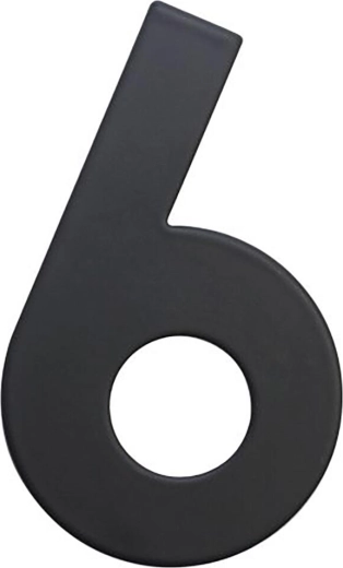 Namo numeris 6, 75 mm, nerūdijantis plienas, matinė juoda