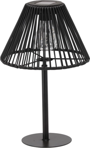 Juoda metalinė saulės energija įkraunama stalinė lempa, 33 cm, LED