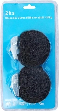 Ratchet strap 25 mm, 3 m, load capacity 125 kg (2 pcs)