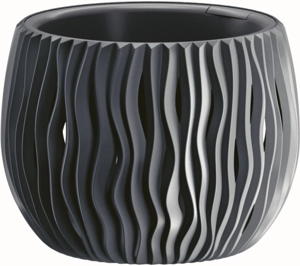 Gėlių vazonas Sandy Bowl su įdėklu 18 cm, antracito spalvos