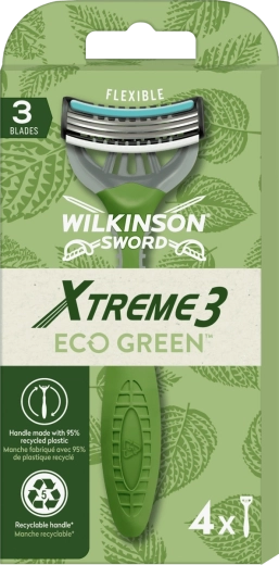 Wilkinson Sword Xtreme3 Eco Green vienkartiniai skutimosi peiliukai 4 vnt.