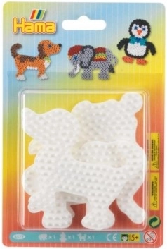 Lyginamų karoliukų Hama pagrindai – Dramblys, Pingvinas ir Šuniukas