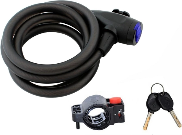 Tvirtas 150 cm spiralinis dviračio užraktas su raktu