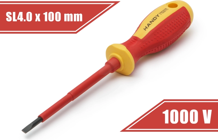 Insulated flat-head screwdriver 0.8 × 4 × 100 mm for up to 1000 V