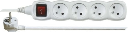 Emos extension power strip with switch, 4 outlets, 3 m, white