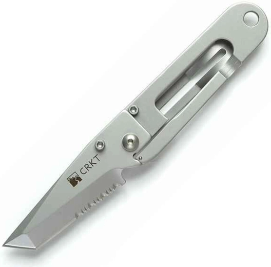 CRKT K.I.S.S. pocket knife 5.7 cm, partially serrated edge, bead blasted, all-metal