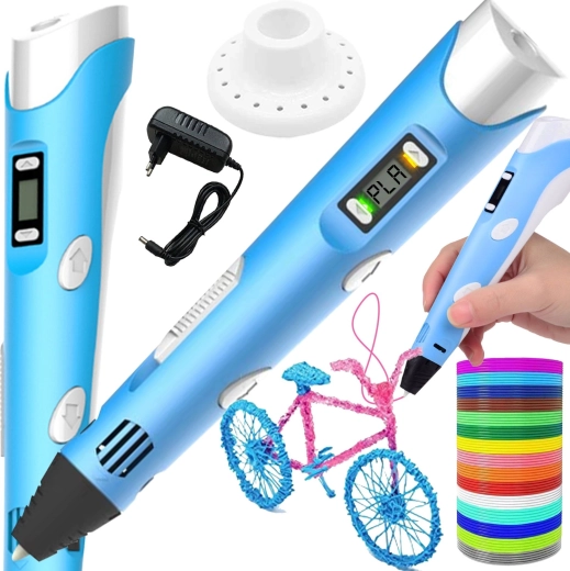 Blue 3D Pen with LCD Display and 300 m of Filament