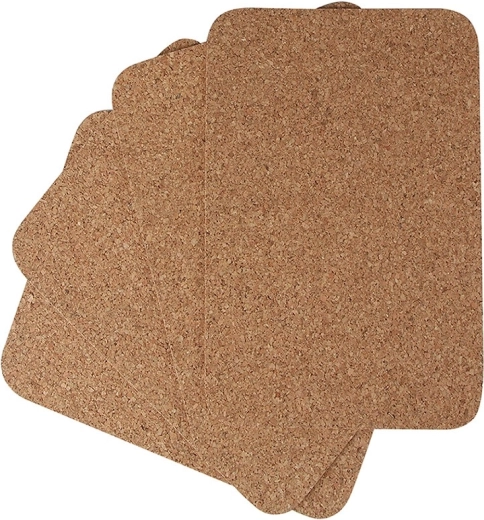 Set of 4 rectangular cork placemats 25 × 35 cm