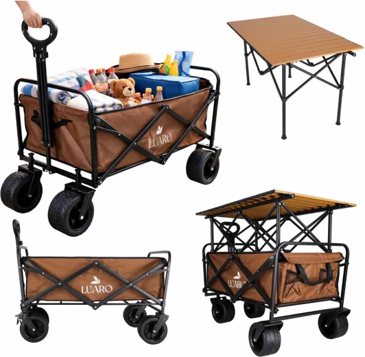 Folding Transport Cart LUARO 2-in-1 with Table