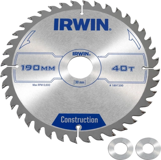 IRWIN Saw Blade 190 mm, 40 teeth, thin cut for wood and boards