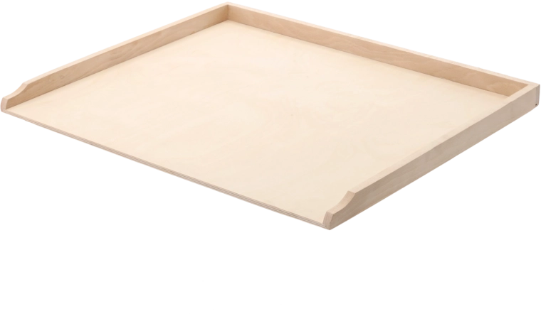 Medinė virtuvinė tešlos lentelė 61 × 51 cm su paaukštintais kraštais