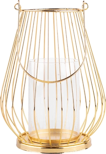 Gold metal lattice candle holder, 23 cm