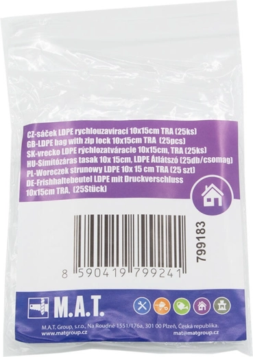 LDPE Resealable Bags 10 × 15 cm, Transparent (25 pcs)